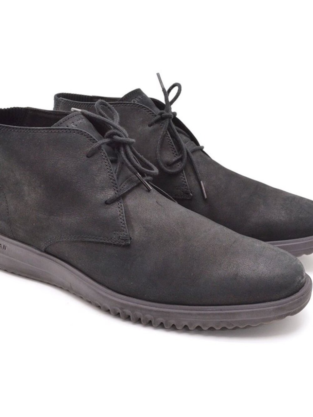 Men Cole Haan Grand+ Black Leather Chukka Boots 11.5 M